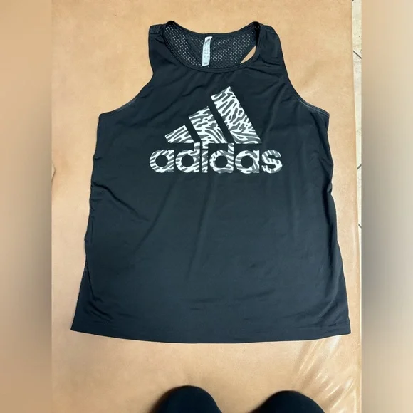Adidas Tank Top black Racerback Mesh-Back Women's Athletic Gym - Picture 1 of 4